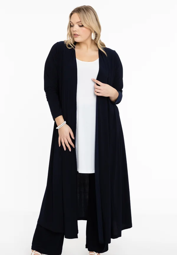 MIT DRAPIERTER FRONT - Strickjacke - black