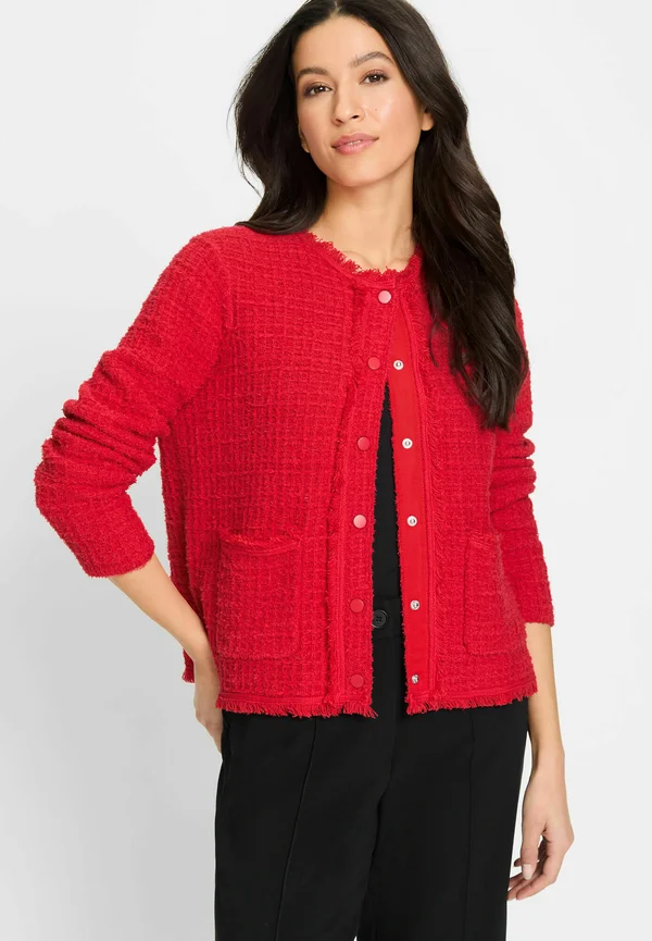MIT DRUCKKNOPFLEISTE - Strickjacke - rot