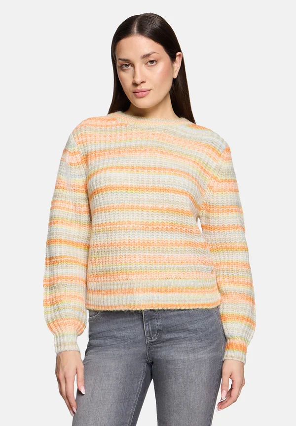 MIT EFFEKT - Strickpullover - cream/orange