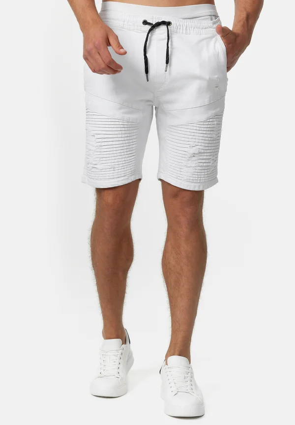 MIT ELASTISC - Jeans Shorts - off white
