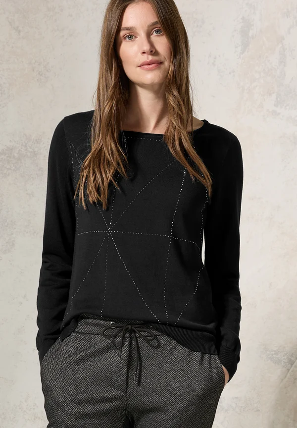 MIT GLITZER-DETAILS - Strickpullover - schwarz