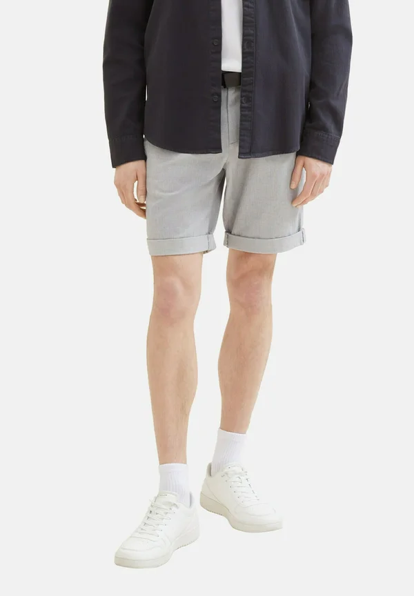 MIT GÜRTEL - Shorts - grey white mini houndstooth