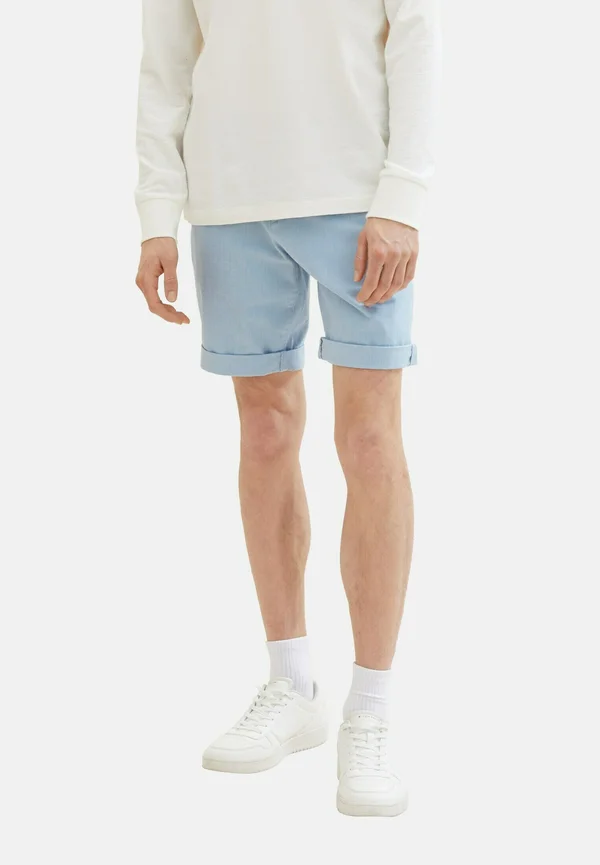 MIT GÜRTEL - Shorts - light blue mini houndstooth