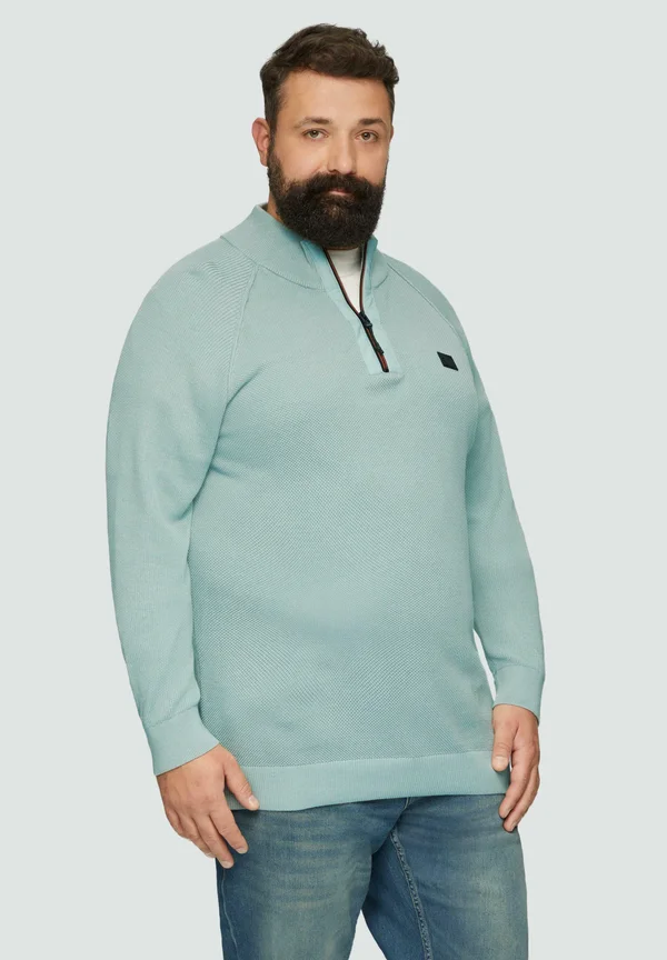 MIT HOCHGESCHLOSSENEM KRAGEN - Strickpullover - salbeigrün