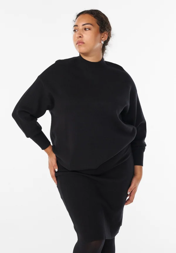 MIT HOHEM KRAGEN - Strickpullover - black