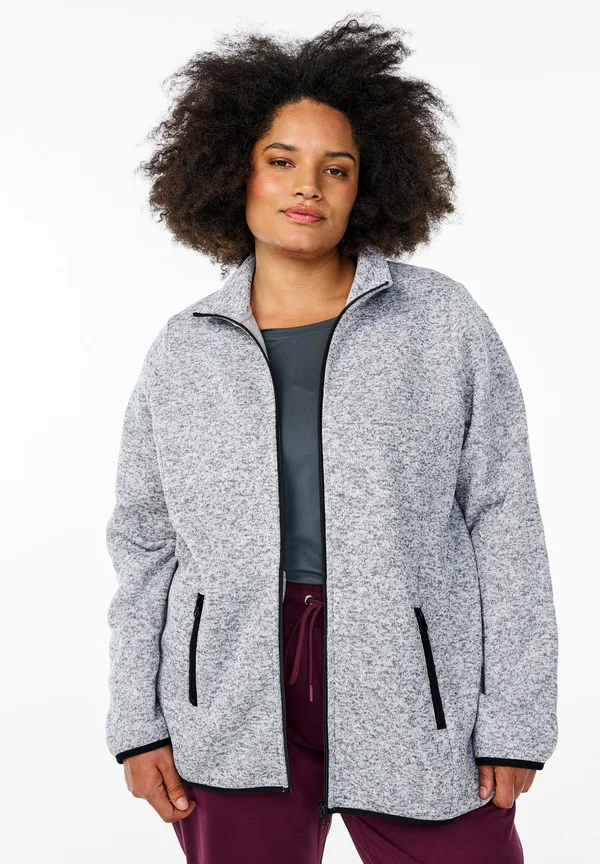 MIT HOHEM KRAGEN UND REISSVERSCHLUSS - Sweatjacke - light grey melange