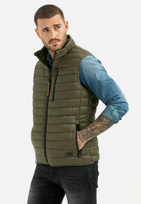MIT HORIZONTALER STEPPUNG - Weste - olive brown