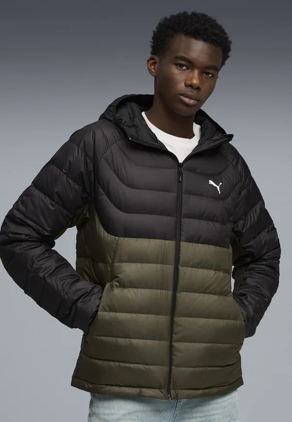 MIT KAPUZE - Daunenjacke - dark olive