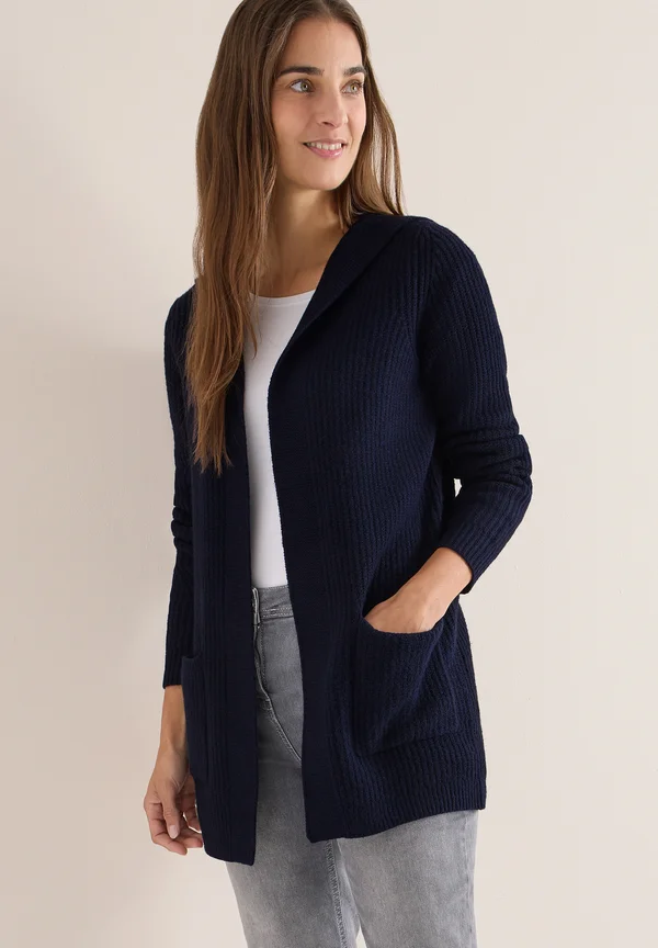 MIT KAPUZE - Strickjacke - blau