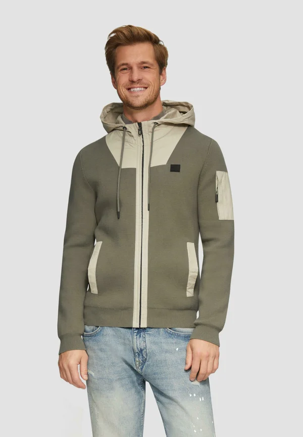 MIT KAPUZE  - Strickjacke - olivgrün