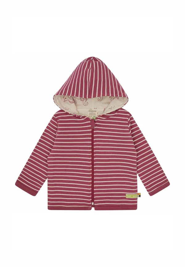 MIT KAPUZE - Strickjacke - rouge