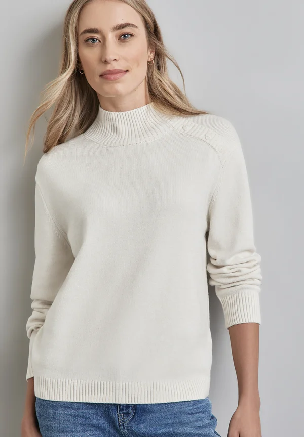 MIT KNOPFDETAIL - Strickpullover - beige