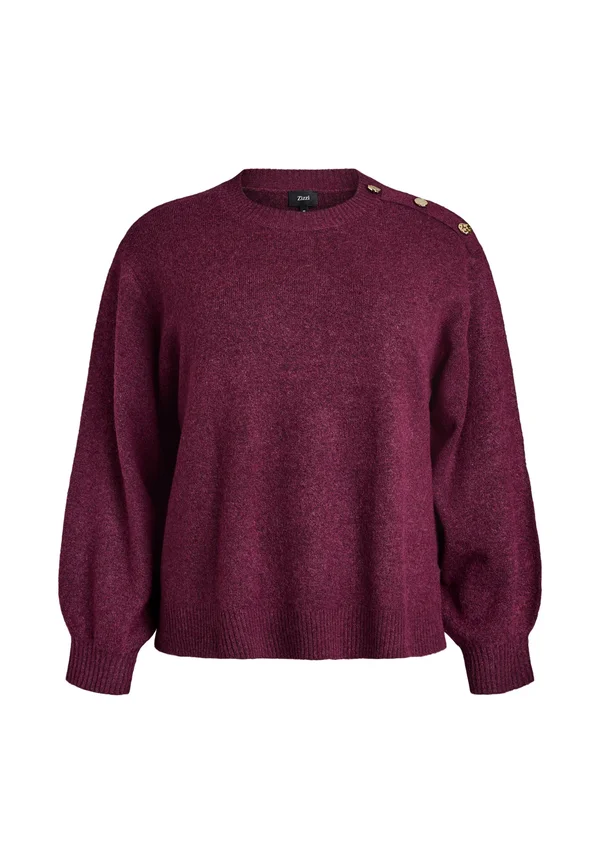 MIT KNOPFLEISTE - Strickpullover - fig mel