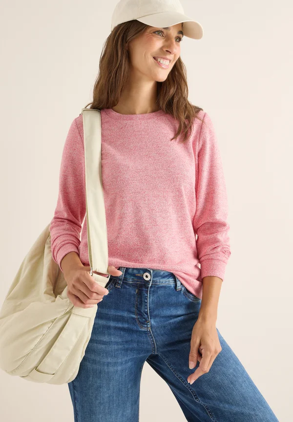 MIT KNÖPFEN - Strickpullover - fiery red melange