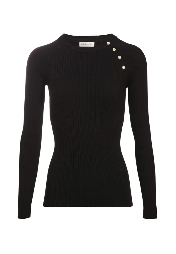 MIT KNÖPFEN - Strickpullover - noir