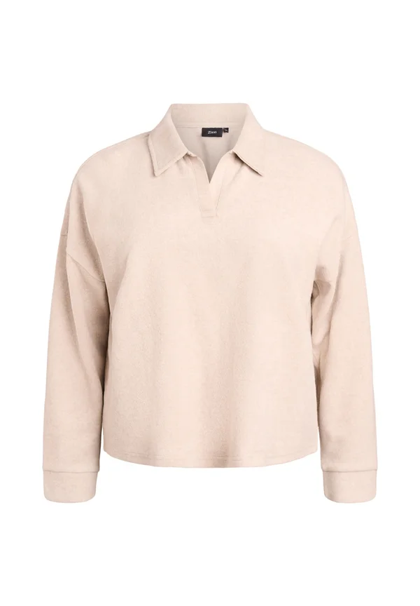 MIT KRAGEN UND V-AUSSCHNITT - Strickpullover - brown mélange