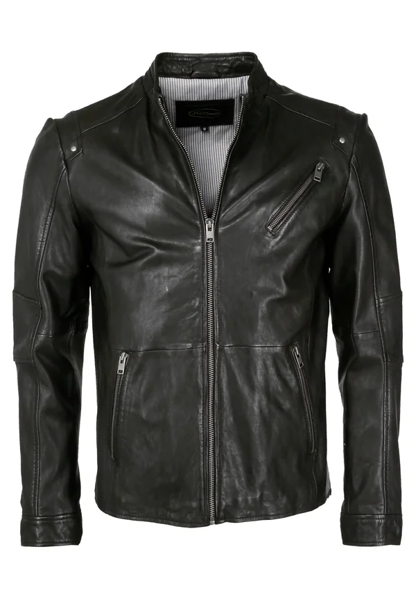 MIT KURZEM STEHKRAGEN - Lederjacke - black