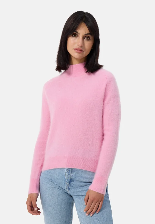 MIT KURZEM STEHKRAGEN - Strickpullover - hell pink