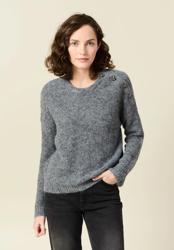 MIT LANGEN ÄRMEL - Strickpullover - gris clair