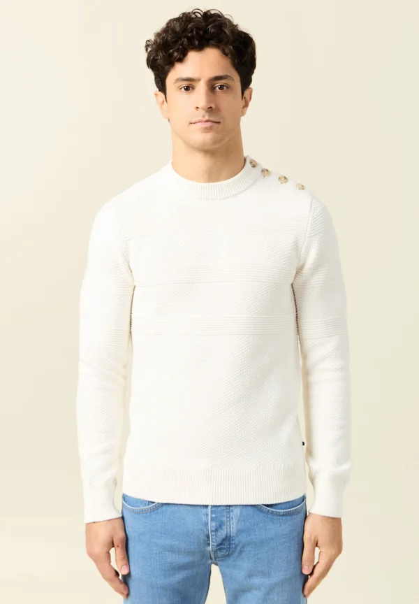 MIT LANGEN ÄRMELN - Strickpullover - ecru