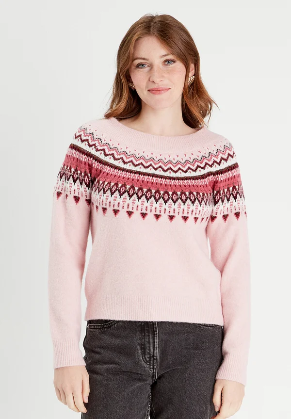MIT LANGEN ÄRMELN - Strickpullover - rose pastel