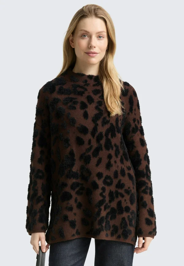 MIT LEO-MUSTER - Strickpullover - big brown leo design