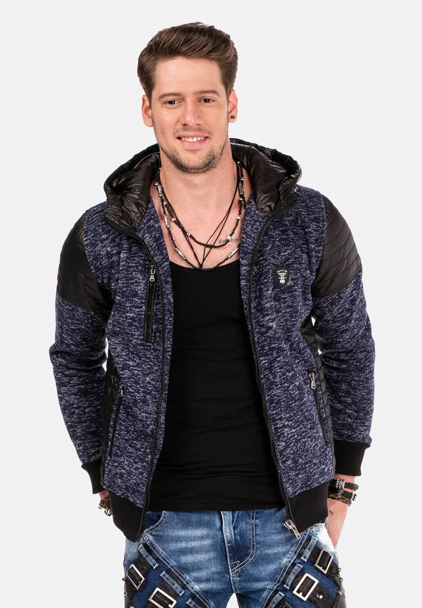 MIT LÄSSIGER KAPUZE - Strickjacke - navyblue