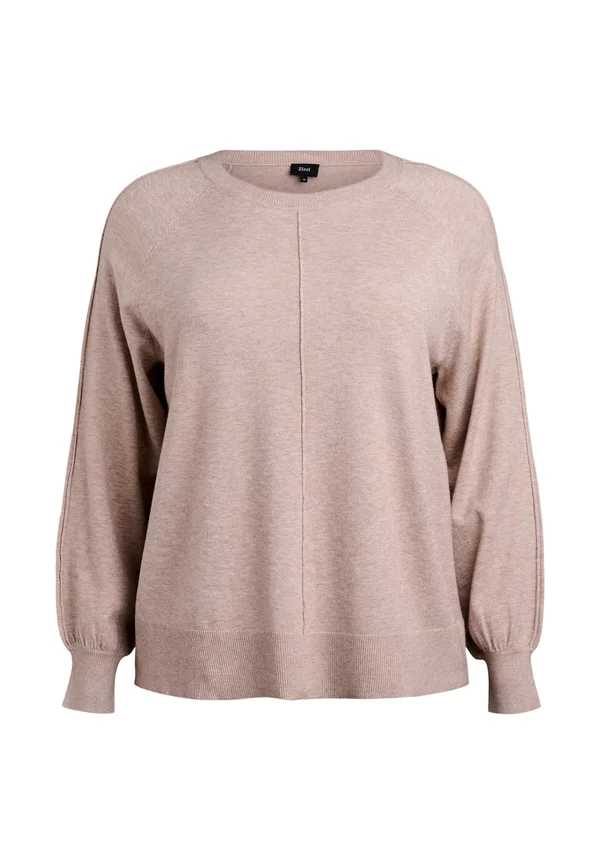 MIT MITTELNAHT UND RAGLANÄRMELN - Strickpullover - simply taupe
