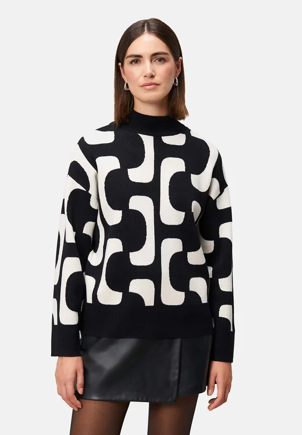 MIT MUSTER - Strickpullover - black/cream