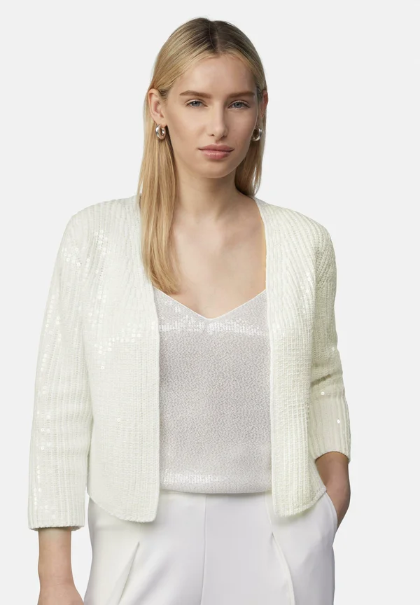 MIT PAILLETTEN UND 3/4-ÄRMELN - Strickjacke - weiß