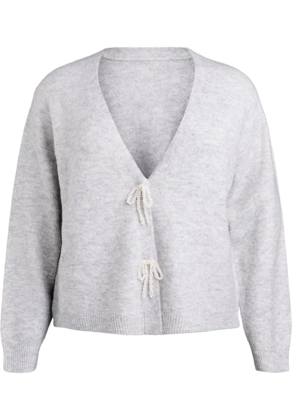 MIT PERLMUTTKNÖPFEN - Strickjacke - light grey melange