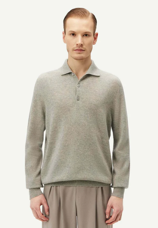 MIT POLOKRAGEN - Strickpullover - stone