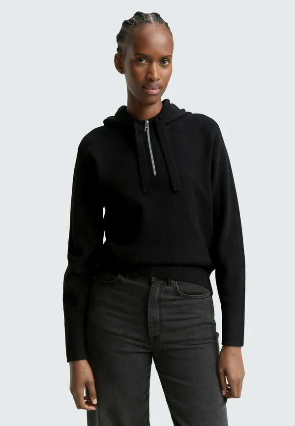 MIT REISSVERSCHLUSS - Kapuzenpullover - deep black