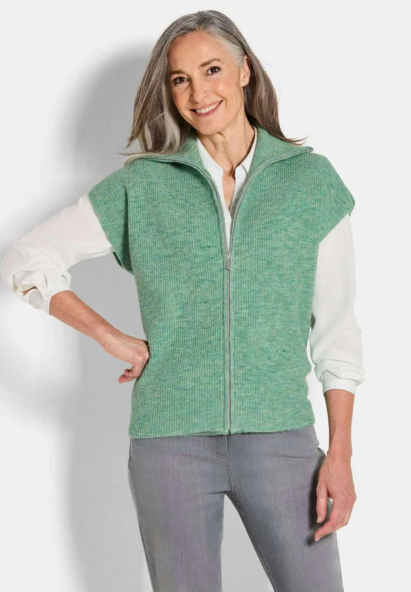 MIT REISSVERSCHLUSS - Strickjacke - light green