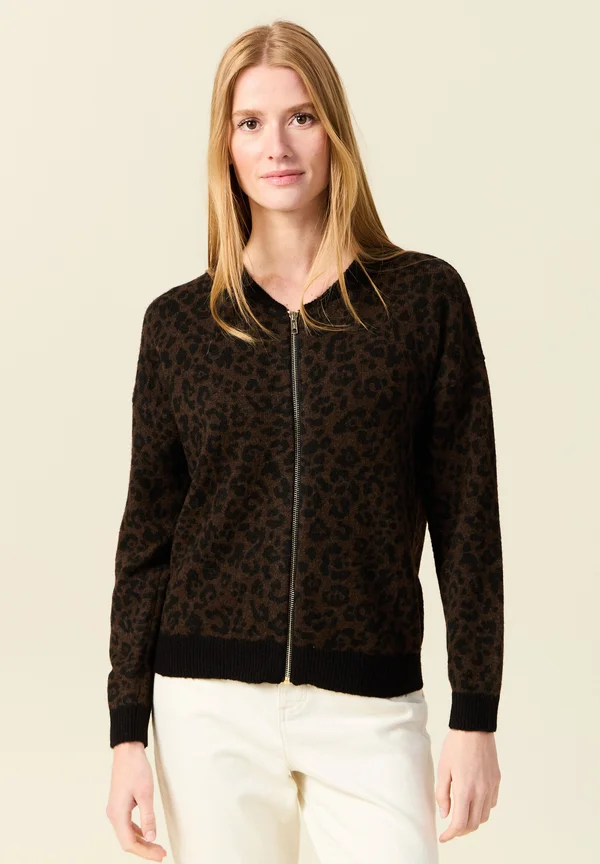MIT REISSVERSCHLUSS - Strickjacke - terracotta