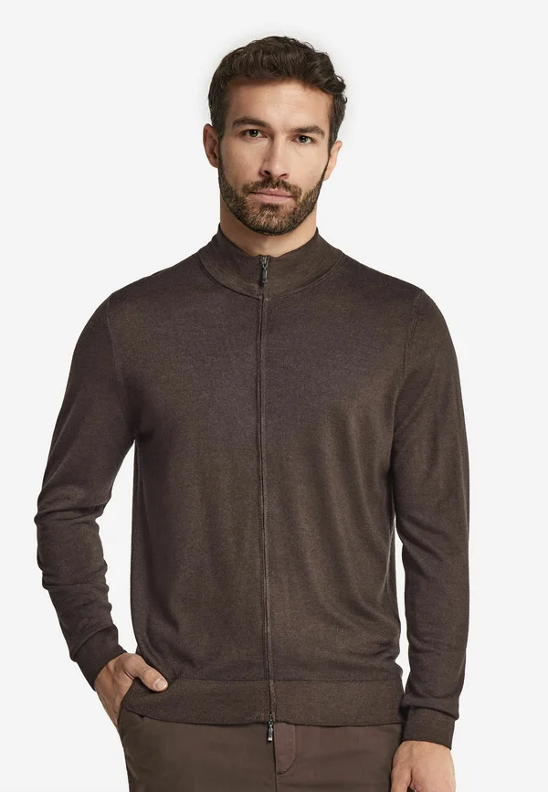MIT REISSVERSCHLUSS ULTRALIGHT - Strickjacke - braun chocolate garment dyed