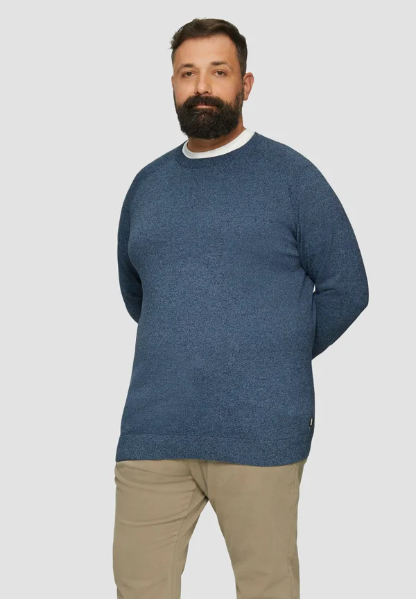 MIT RIPPBÜNDCHEN - Strickpullover - navy