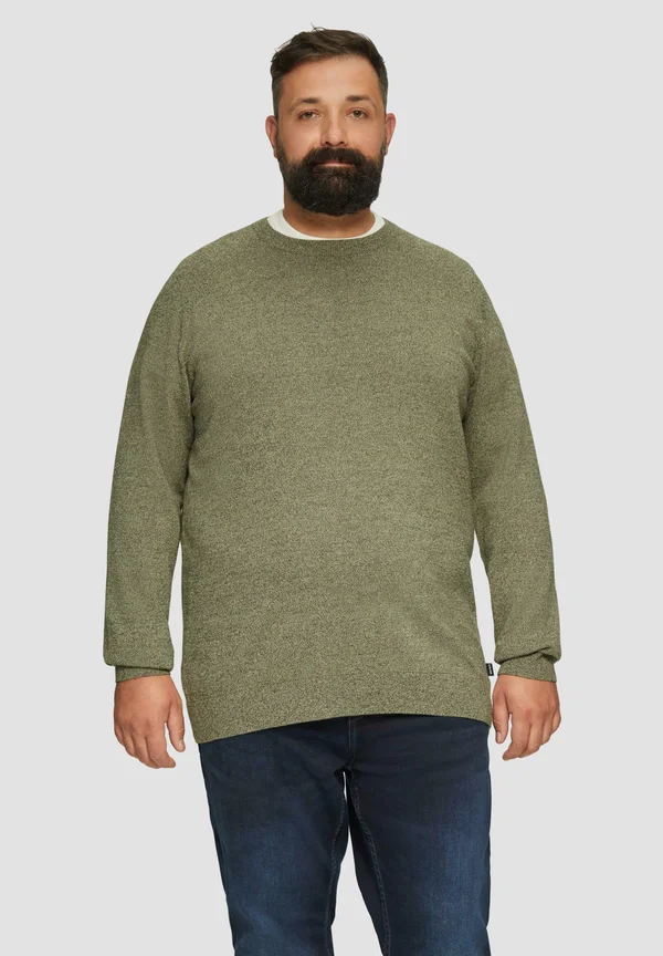 MIT RIPPBÜNDCHEN - Strickpullover - olivgrün
