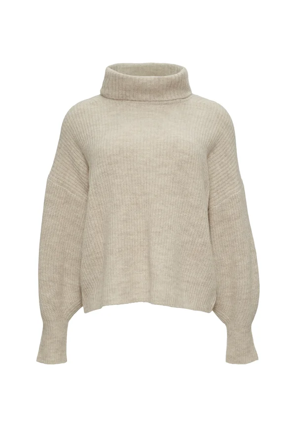 MIT ROLLKRAGEN - Strickpullover - beige