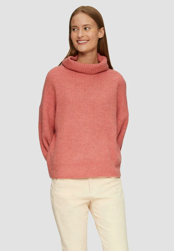 MIT ROLLKRAGEN - Strickpullover - papaya