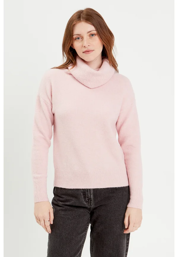 MIT ROLLKRAGEN - Strickpullover - rose pastel