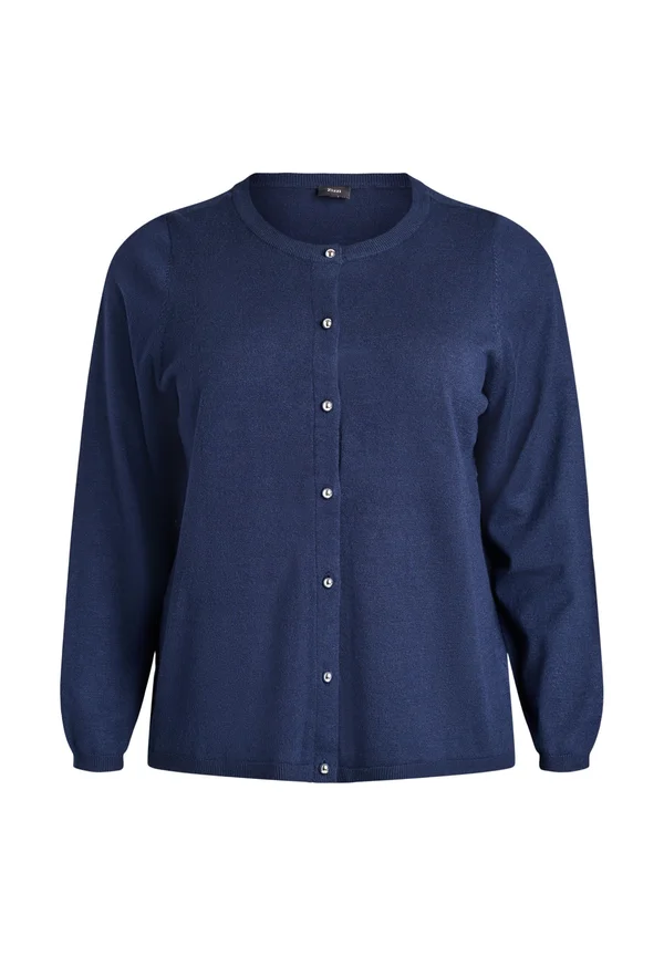 MIT RUNDEN KNÖPFEN - Strickjacke - navy blazer