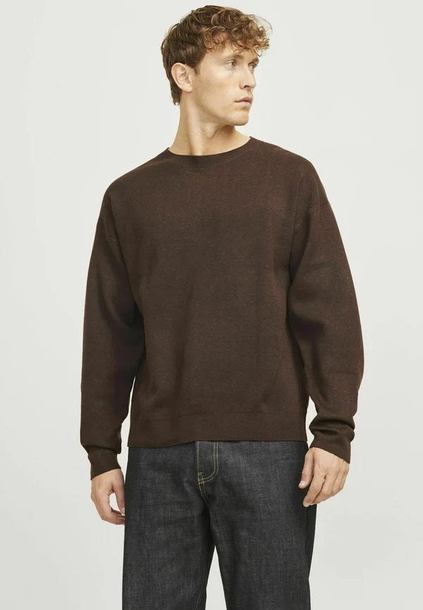 MIT RUNDHALS EINFARBIG  - Strickpullover - slate black