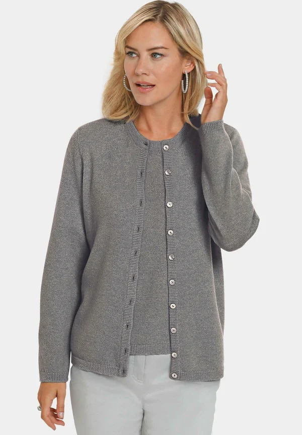 MIT RUNDHALSAUSSCHNITT  - Strickjacke - grey / melange
