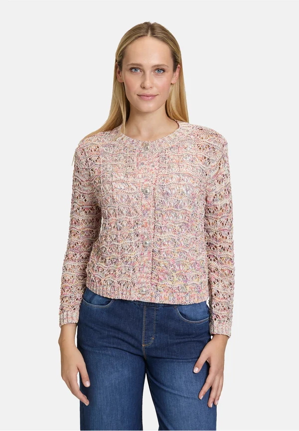 MIT RUNDHALSAUSSCHNITT - Strickjacke - weiß blau