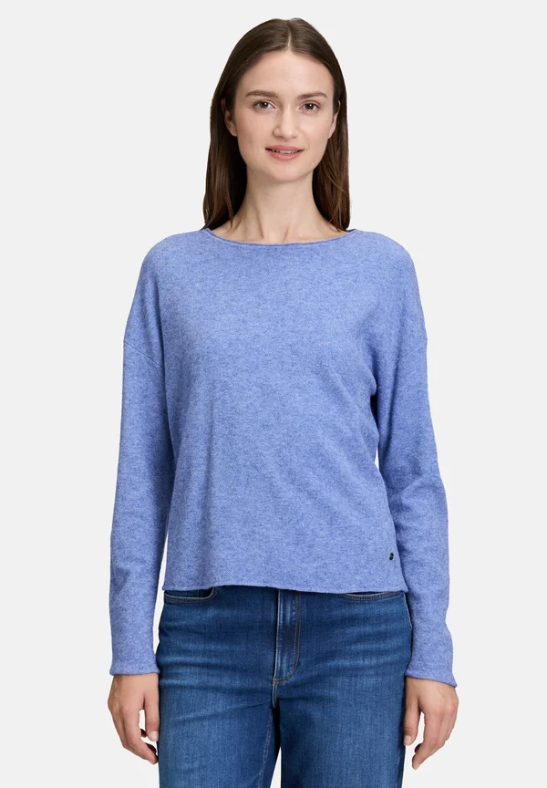 MIT RUNDHALSAUSSCHNITT - Strickpullover - middle blue melange