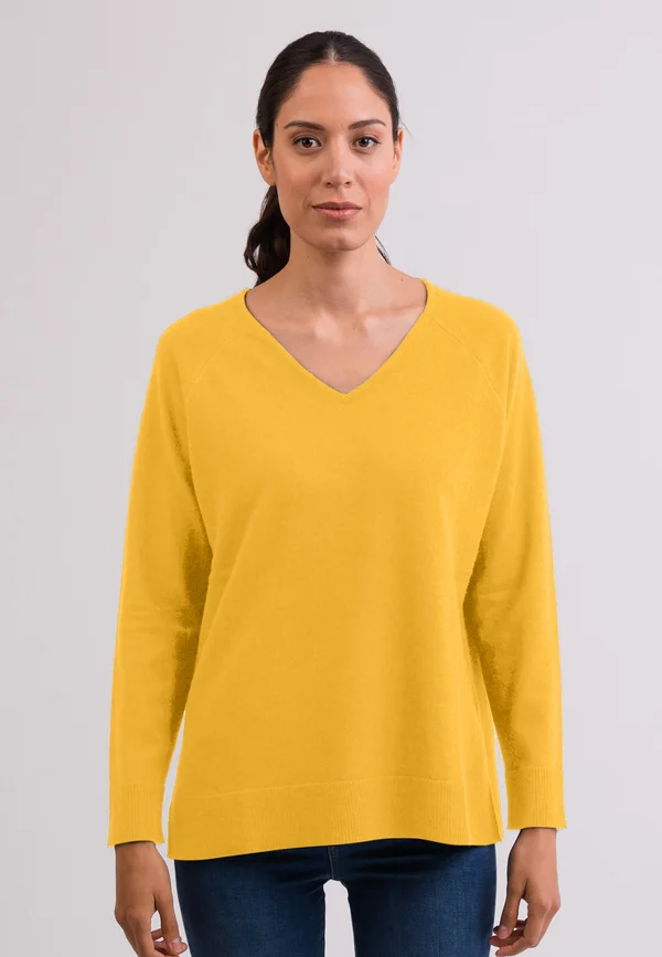 MIT SEITENSCHLITZEN - Strickpullover - goldenrod