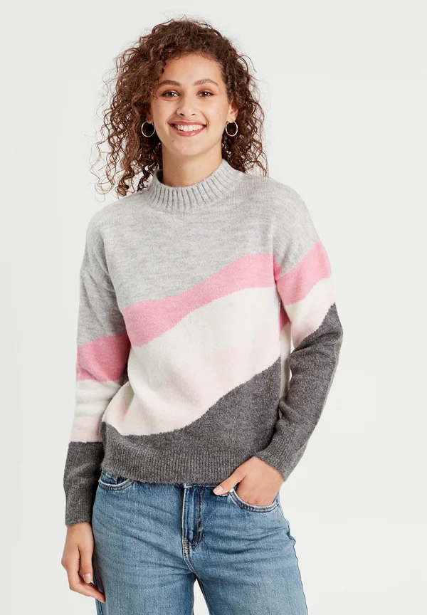 MIT STEHKRAGEN - Strickpullover - gris clair
