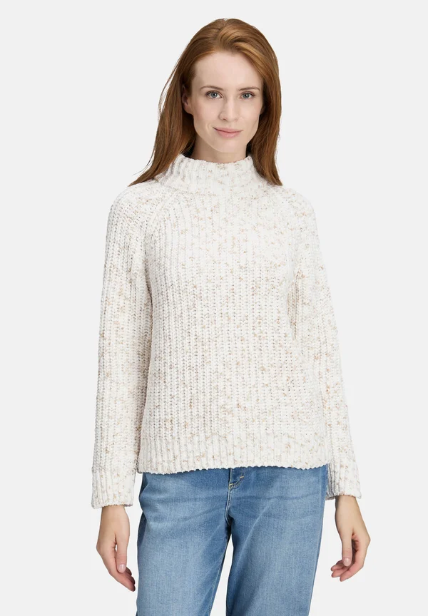MIT STEHKRAGEN - Strickpullover - light beige melange