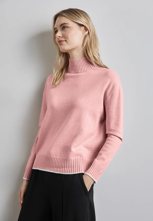 MIT STEHKRAGEN - Strickpullover - rosa